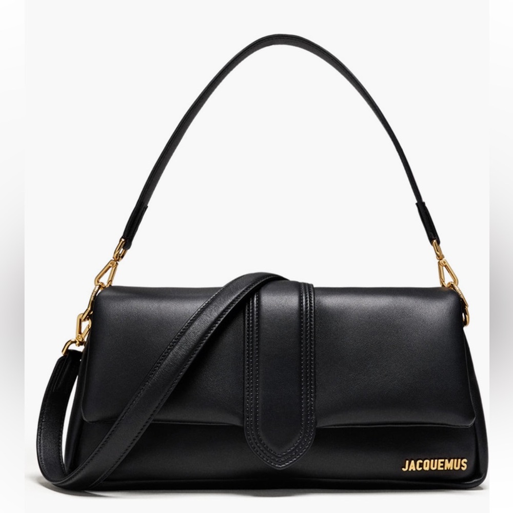 Jacquemus Noir Leather Handbag with Gold Details